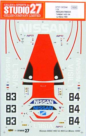 ニッサン R90CK UNISIA #83/84 ル・マン 1990 デカール (スタジオ27 ツーリングカー/GTカー オリジナルデカール No.DC244) 商品画像