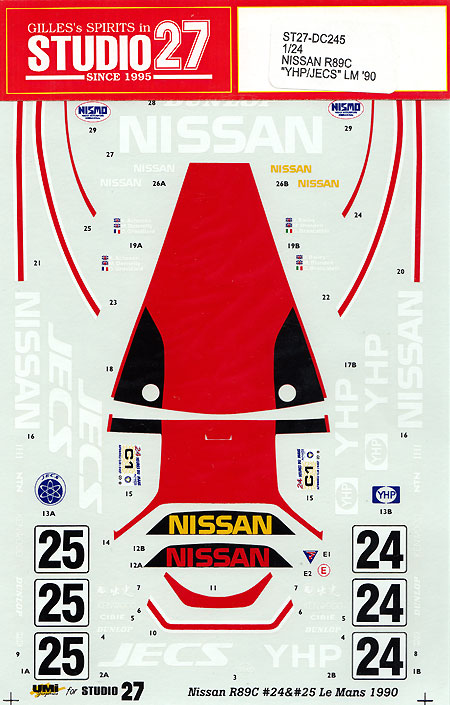 ニッサン R89C YHP/JECS #24/25 ル・マン 1990 デカール (スタジオ27 ツーリングカー/GTカー オリジナルデカール No.DC245) 商品画像