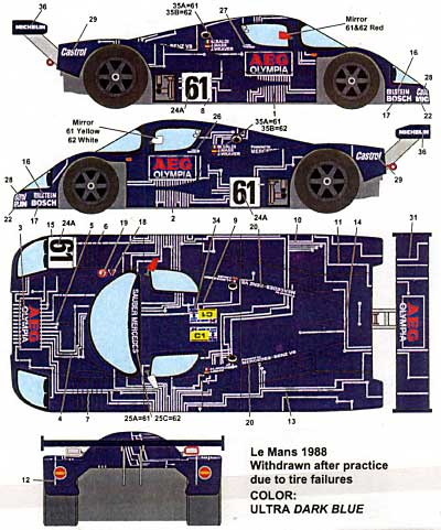 メルセデス C9 AEG LM/WSPC 1988 デカール (スタジオ27 ツーリングカー/GTカー オリジナルデカール No.DC603C) 商品画像_2