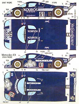 ザウバー C9 KOUROS/MICHELIN デカール (スタジオ27 ツーリングカー/GTカー オリジナルデカール No.DC214C) 商品画像_2