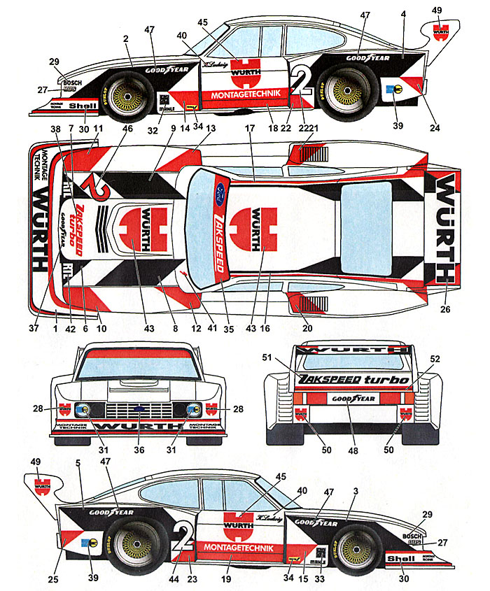 フォード カプリ ウルト (ホワイトカー) デカール (スタジオ27 ツーリングカー/GTカー オリジナルデカール No.DC701C) 商品画像_2