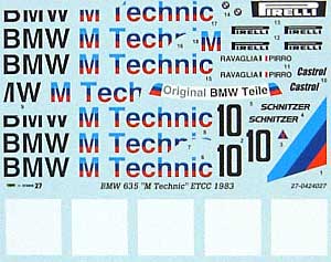 BMW M Technic 1983年 デカール (スタジオ27 ツーリングカー/GTカー オリジナルデカール No.DC697C) 商品画像