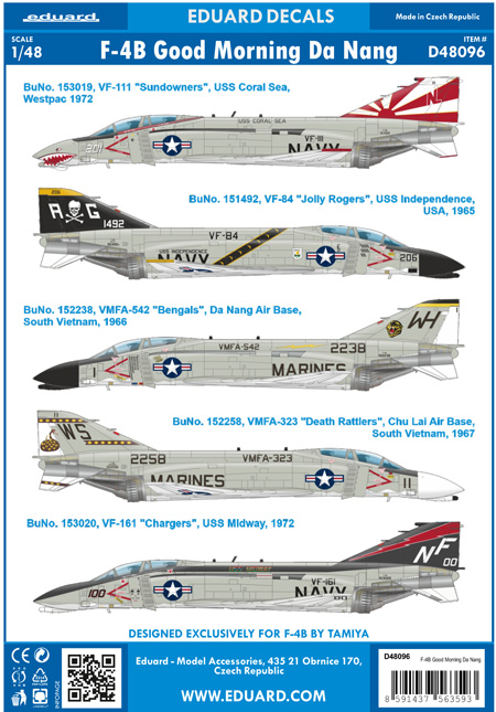 F-4B ファントム 2 グッドモーニング ダナン デカール (タミヤ対応) デカール (エデュアルド 1/48 デカール No.D48096) 商品画像