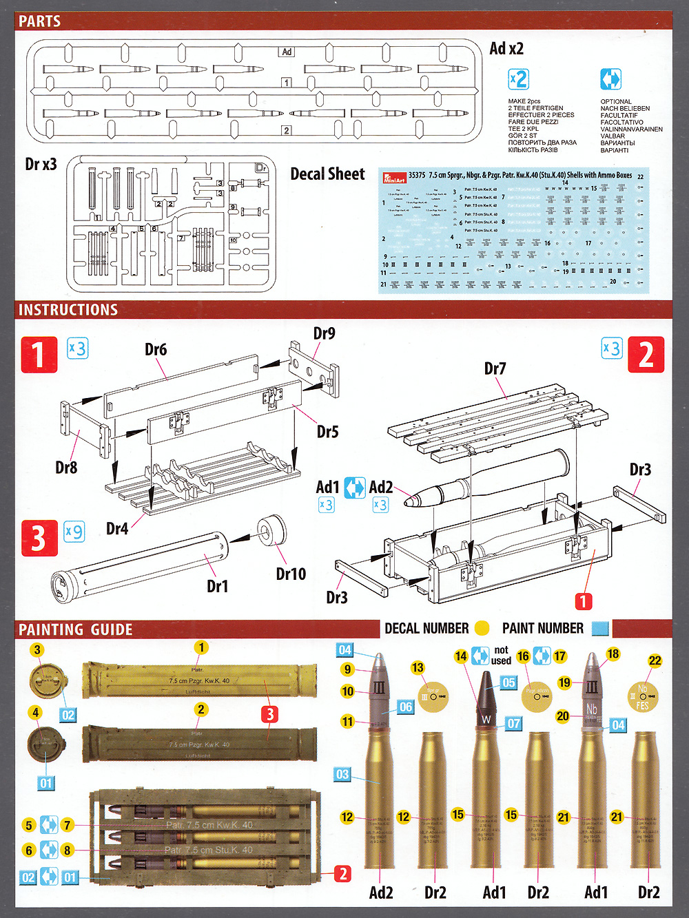 7.5cm Sprgr. Nbgr. & Pzgr. Patr. Kw.K.40 (Stu.K.40) 砲弾 弾薬箱 プラモデル (ミニアート 1/35 WW2 ミリタリーミニチュア No.35375) 商品画像_2