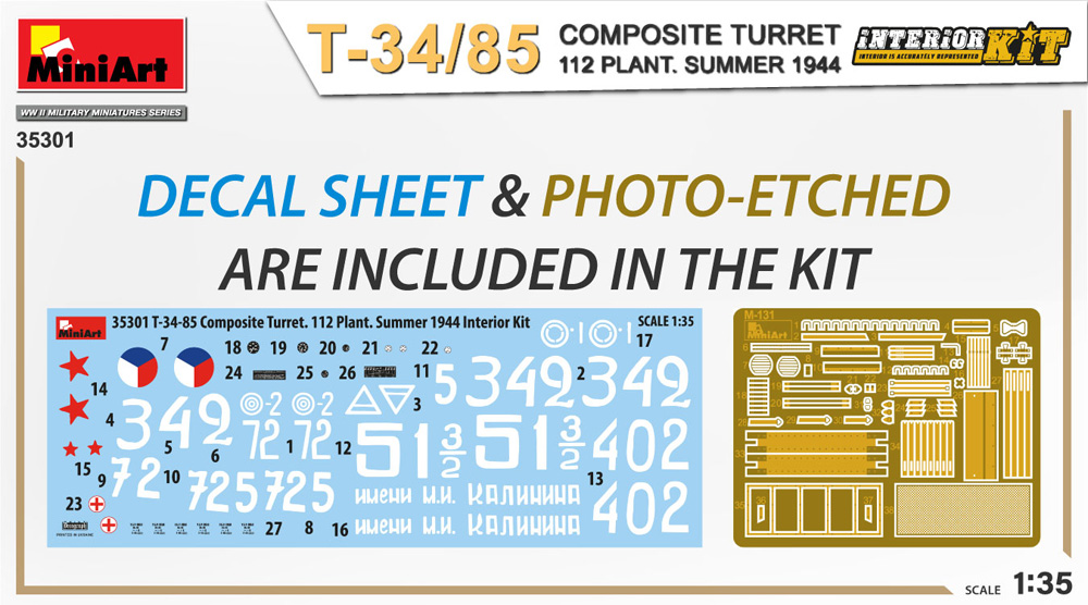 T-34/85 コンポジット砲塔 第112工場 1944年夏 インテリアキット プラモデル (ミニアート 1/35 WW2 ミリタリーミニチュア No.35301) 商品画像_1