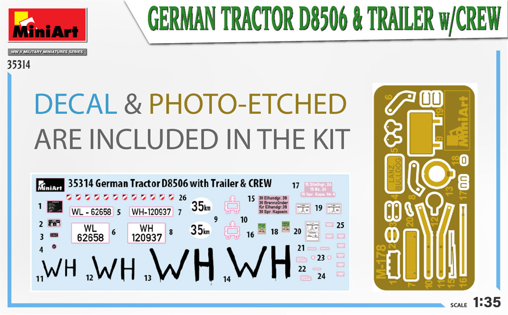 ドイツ トラクター D8506 トレーラー w/クルー プラモデル (ミニアート 1/35 WW2 ミリタリーミニチュア No.35314) 商品画像_1
