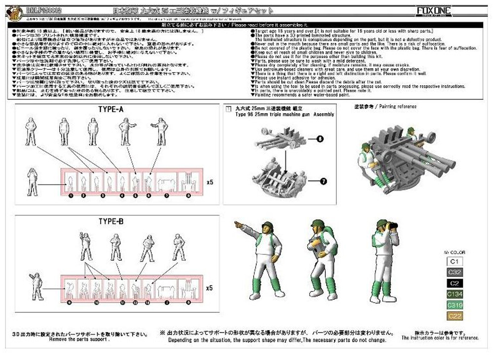 日本海軍 九六式 25mm 三連装機銃 w/フィギュア レジン (ビーバー・コーポレーション ビーバー オリジナルキット No.BELF350002) 商品画像_1