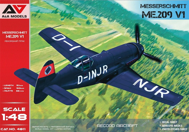 メッサーシュミット Me.209V1 高速記録機 プラモデル (A&A MODELS 1/48 プラスチックモデル No.4811) 商品画像