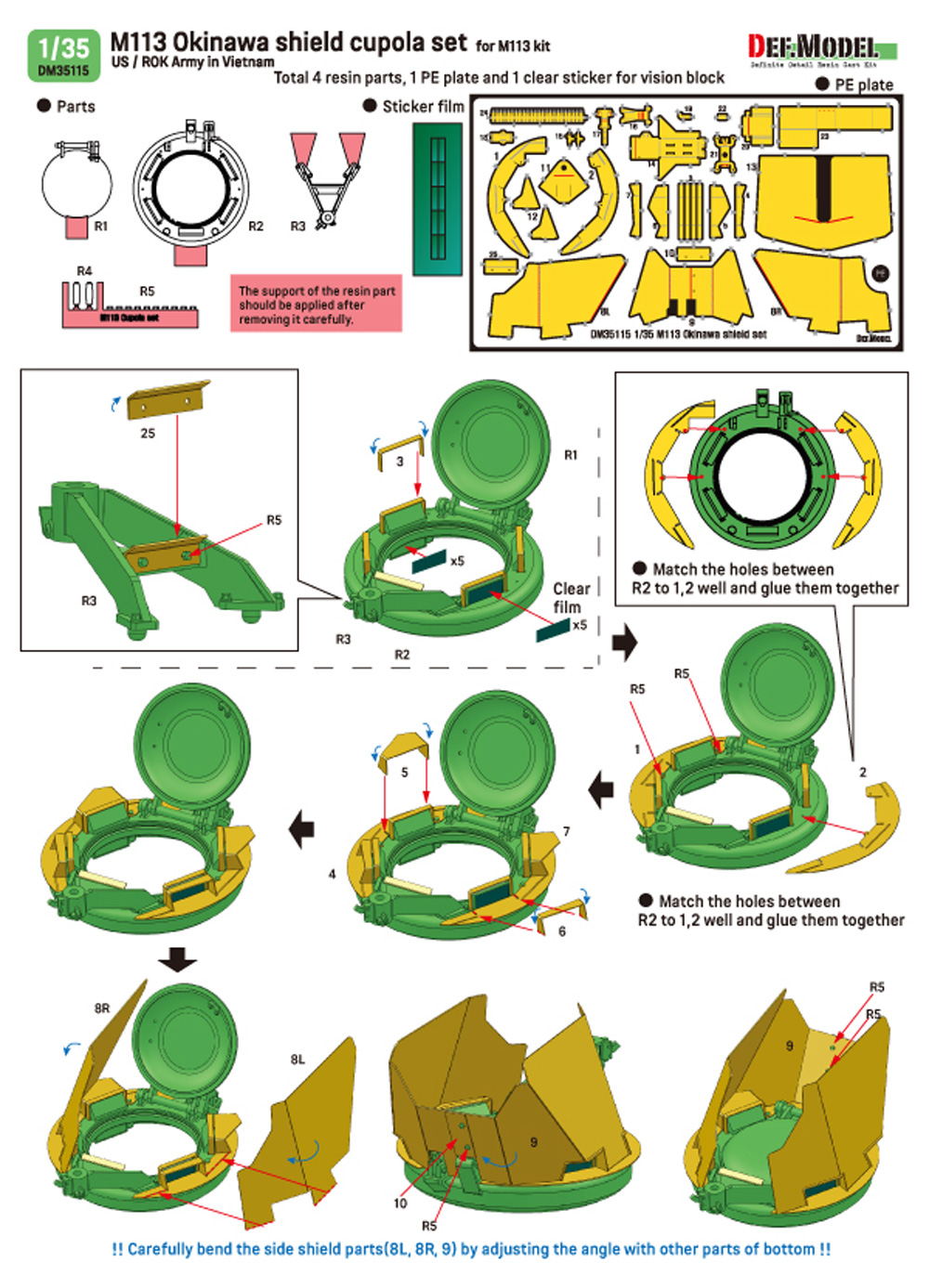 M113 オキナワシールド キューポラセット (アメリカ/韓国 ベトナム戦争) レジン (DEF. MODEL コンバージョン アンド アップデートセット No.DM35115) 商品画像_3