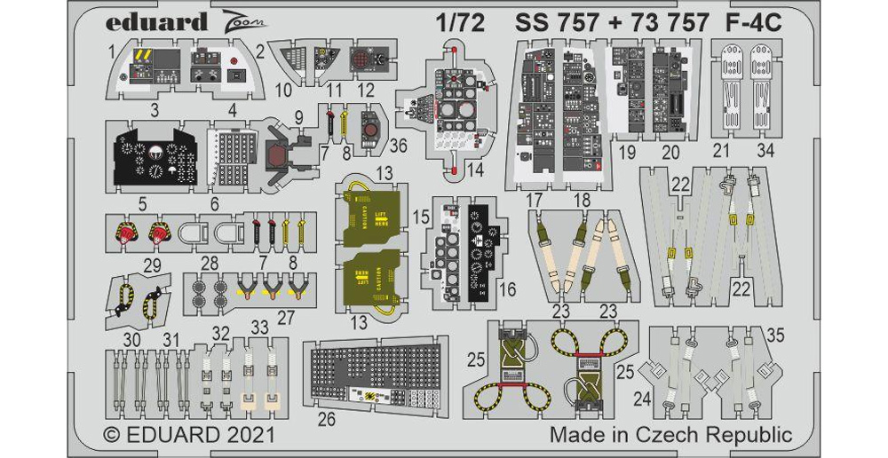 F-4C ファントム 2 エッチングパーツ (ファインモールド用) エッチング (エデュアルド 1/72 エアクラフト用 カラーエッチング (73-×) No.73757) 商品画像_1