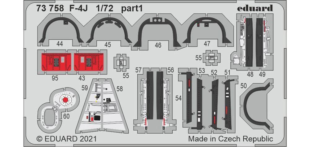 F-4J ファントム 2 エッチングパーツ (ファインモールド用) エッチング (エデュアルド 1/72 エアクラフト用 カラーエッチング (73-×) No.73758) 商品画像_1