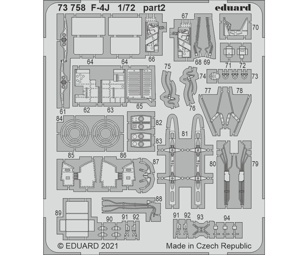 F-4J ファントム 2 エッチングパーツ (ファインモールド用) エッチング (エデュアルド 1/72 エアクラフト用 カラーエッチング (73-×) No.73758) 商品画像_2