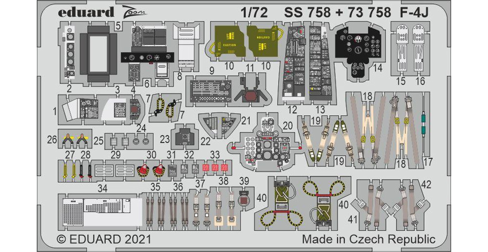 F-4J ファントム 2 ズームエッチングパーツ (ファインモールド用) エッチング (エデュアルド 1/72 エアクラフト用 カラーエッチング ズーム (SS-X) No.SS758) 商品画像_1