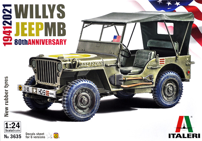 ウィリス ジープ MB 80周年記念 1941-2021 プラモデル (イタレリ 1/24 カーモデル No.3635) 商品画像