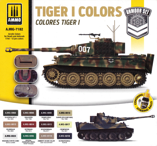 タイガー1戦車用カラーセット 塗料 (アモ ARMOUR SET (Acrylic Color) No.A.MIG-7182) 商品画像