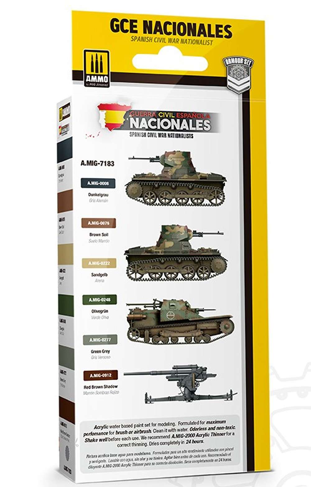 スペイン内戦 ナショナリスト派用 カラーセット 塗料 (アモ ARMOUR SET (Acrylic Color) No.A.MIG-7183) 商品画像_2