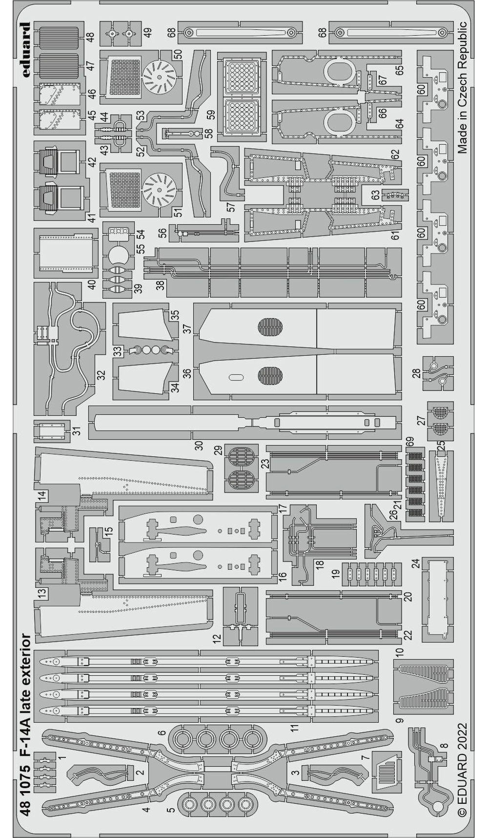 F-14A トムキャット 後期型 外装エッチングパーツ (タミヤ用) エッチング (エデュアルド 1/48 エアクラフト用 エッチング （48-×） No.481075) 商品画像_1