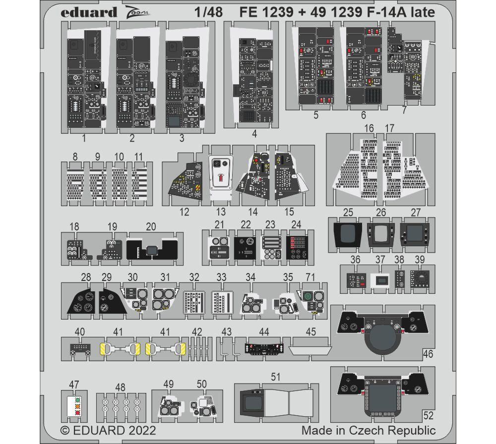 F-14A トムキャット 後期型 内装エッチングパーツ (タミヤ用) エッチング (エデュアルド 1/48 エアクラフト用 カラーエッチング (49-×) No.491239) 商品画像_1