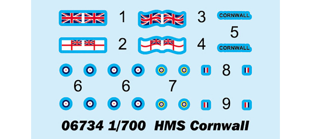 イギリス海軍 重巡洋艦 HMS コーンウォール プラモデル (トランペッター 1/700 艦船シリーズ No.06734) 商品画像_2
