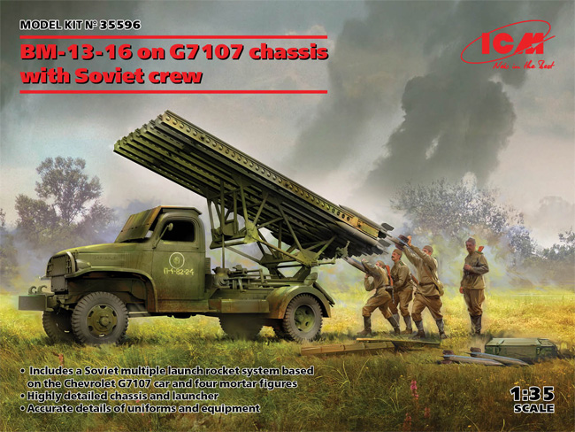 ソビエト BM-13-16 多連装ロケットランチャー G7107車体 w/ソビエトクルー プラモデル (ICM 1/35 ミリタリービークル・フィギュア No.35596) 商品画像