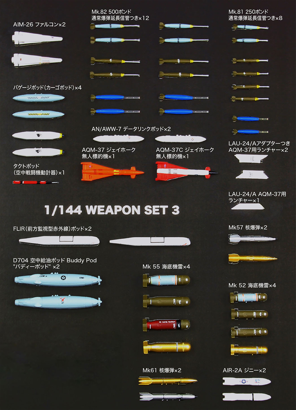 現用航空機用 ウェポンセット 3 特殊兵装 '50- プラモデル (プラッツ 1/144 航空武装シリーズ No.AW-003) 商品画像_3