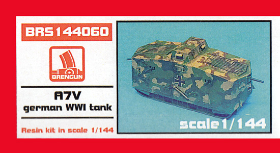 ドイツ A7V 戦車 レジン (ブレンガン 1/144 レジンキット No.BRS144060) 商品画像