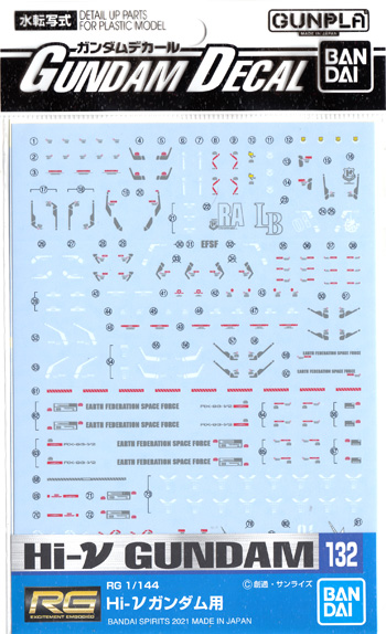 RG 1/144 Hi-νガンダム用 デカール (バンダイ ガンダムデカール No.132) 商品画像