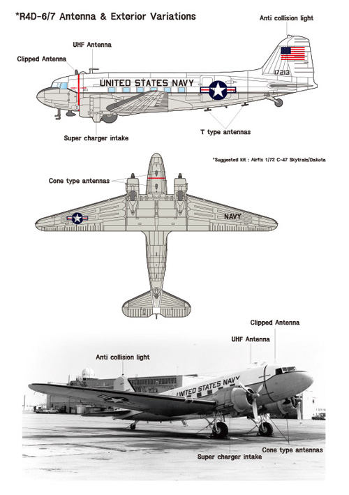 C-47 スカイトレイン Part.3 アメリカ海軍/アメリカ海兵隊 R4D-6＆R4D-7 デカール (ウルフパック 1/72 デカール (WD) No.WD72011) 商品画像_4