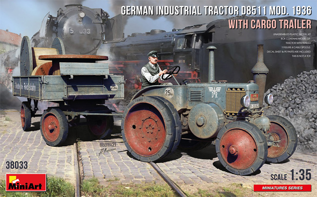 ドイツ 産業用 トラクター D8511 1936型 w/カーゴトレーラー プラモデル (ミニアート 1/35 ミニチュアシリーズ No.38033) 商品画像