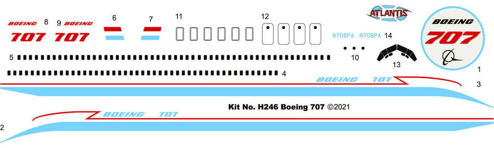 ボーイング 707-120 プラモデル (アトランティス プラスチックモデルキット No.H246) 商品画像_1