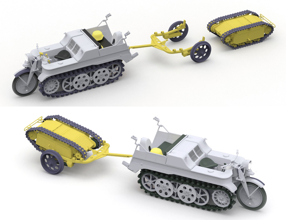 ドイツ Sd.kfz.2 ケッテンクラフトラート w/Sd.Kfz.302 ゴリアテ 軽爆薬運搬車輌 & カートセット プラモデル (フリーダムモデル 1/16 ミリタリー No.16002) 商品画像_2