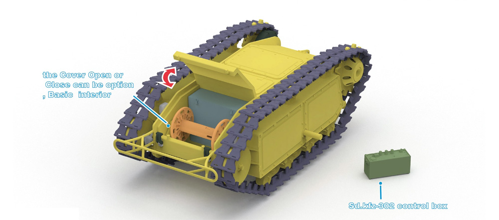 ドイツ Sd.kfz.2 ケッテンクラフトラート w/Sd.Kfz.302 ゴリアテ 軽爆薬運搬車輌 & カートセット プラモデル (フリーダムモデル 1/16 ミリタリー No.16002) 商品画像_4