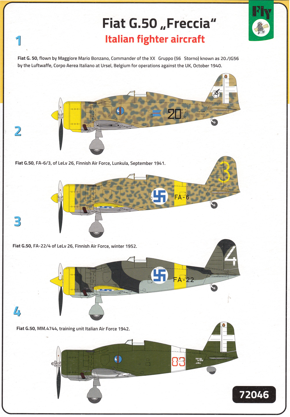 フィアット G.50 フレッチア イタリア戦闘機 プラモデル (フライ 1/72 エアクラフト プラモデル No.72046) 商品画像_3