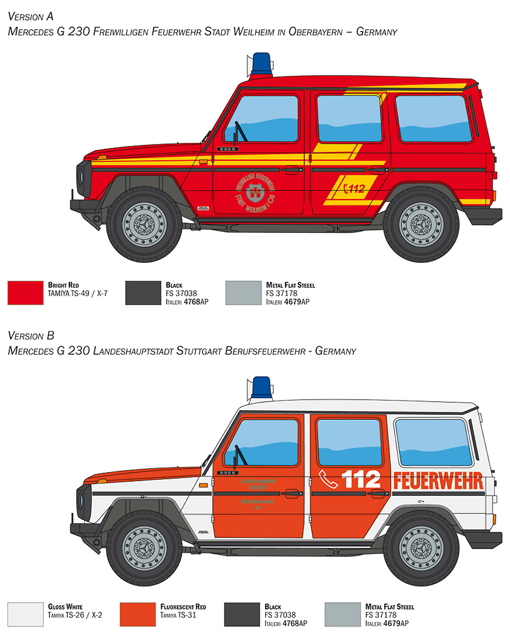 メルセデス G230 消防署車両  (日本語説明書付き) プラモデル (イタレリ 1/24 カーモデル No.3663) 商品画像_2