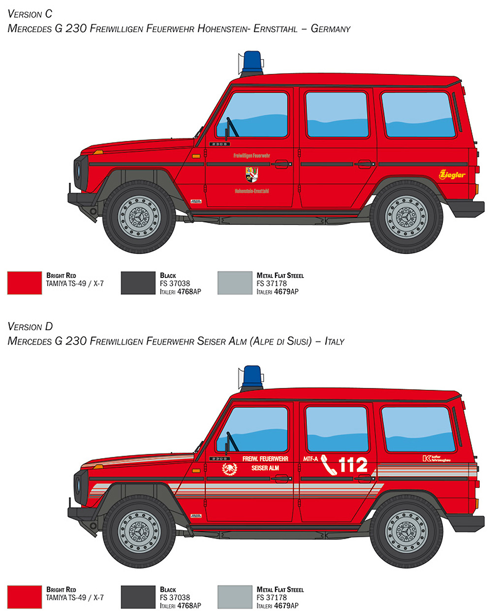 メルセデス G230 消防署車両  (日本語説明書付き) プラモデル (イタレリ 1/24 カーモデル No.3663) 商品画像_3