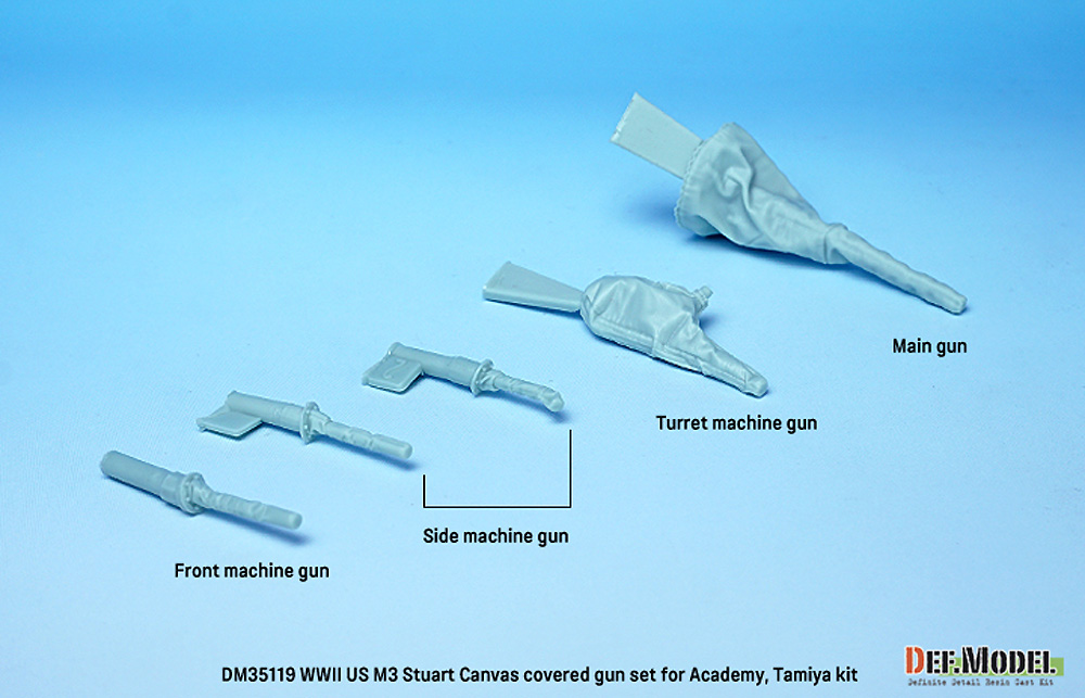 M3 スチュアート 軽戦車用 砲身キャンバスカバーセット (タミヤ/アカデミー対応) レジン (DEF. MODEL コンバージョン アンド アップデートセット No.DM35119) 商品画像_1