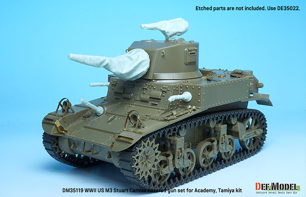 M3 スチュアート 軽戦車用 砲身キャンバスカバーセット (タミヤ/アカデミー対応) レジン (DEF. MODEL コンバージョン アンド アップデートセット No.DM35119) 商品画像_2