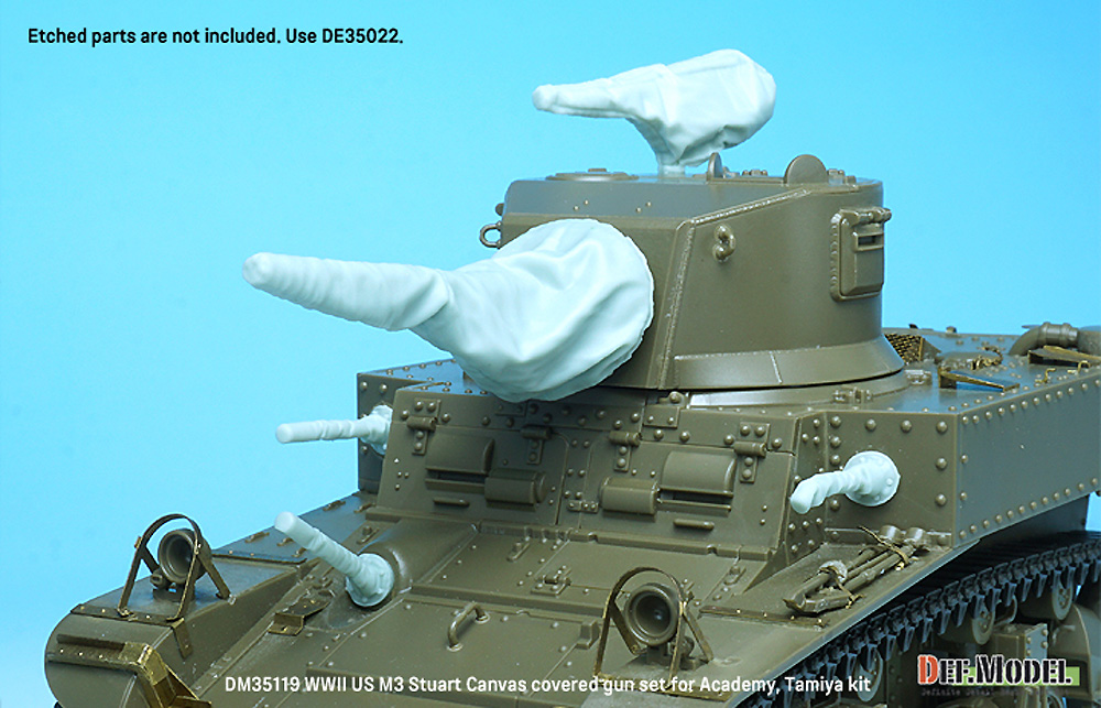 M3 スチュアート 軽戦車用 砲身キャンバスカバーセット (タミヤ/アカデミー対応) レジン (DEF. MODEL コンバージョン アンド アップデートセット No.DM35119) 商品画像_4