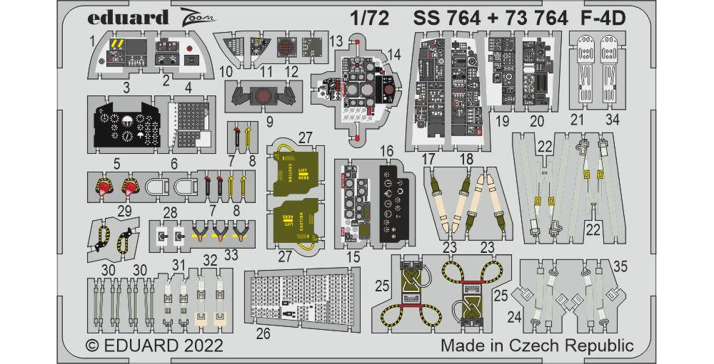 F-4D エッチングパーツ (ファインモールド用) エッチング (エデュアルド 1/72 エアクラフト用 カラーエッチング (73-×) No.73764) 商品画像_1