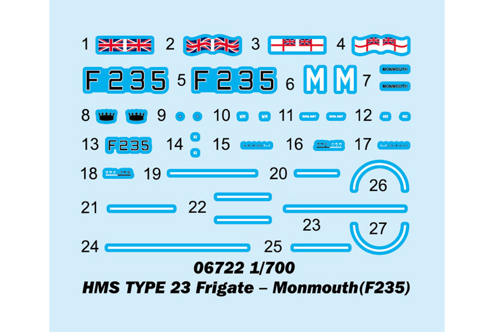 イギリス海軍 23型 フリゲート HMS モンマス (F235) プラモデル (トランペッター 1/700 艦船シリーズ No.06722) 商品画像_2