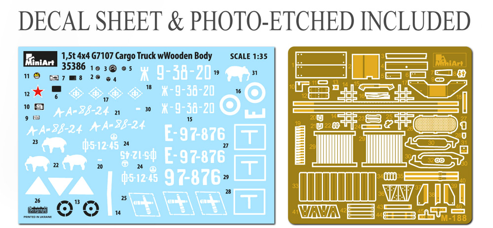 G7107 1.5t 4×4 カーゴトラック w/木製ボディ プラモデル (ミニアート 1/35 WW2 ミリタリーミニチュア No.35386) 商品画像_1