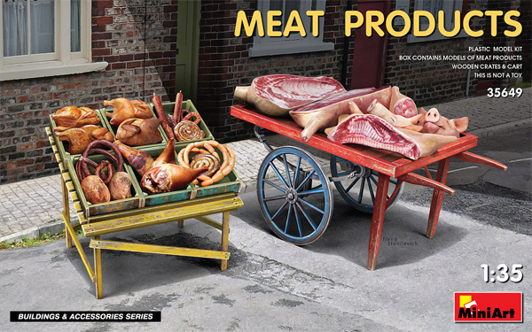 肉製品と市場カート プラモデル (ミニアート 1/35 ビルディング＆アクセサリー シリーズ No.35649) 商品画像