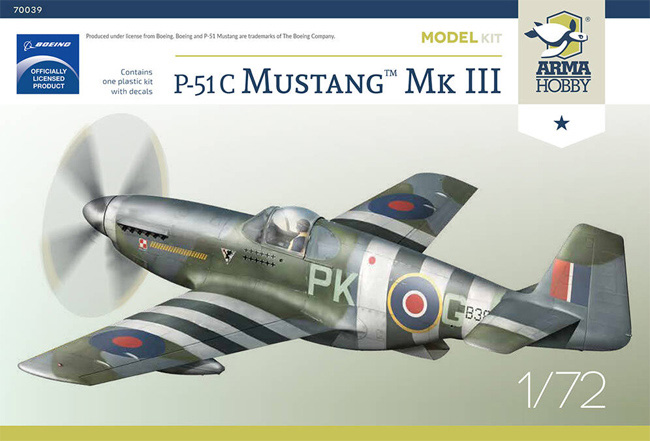 P-51C マスタング Mk.3 プラモデル (アルマホビー 1/72 エアクラフト プラモデル No.70039) 商品画像