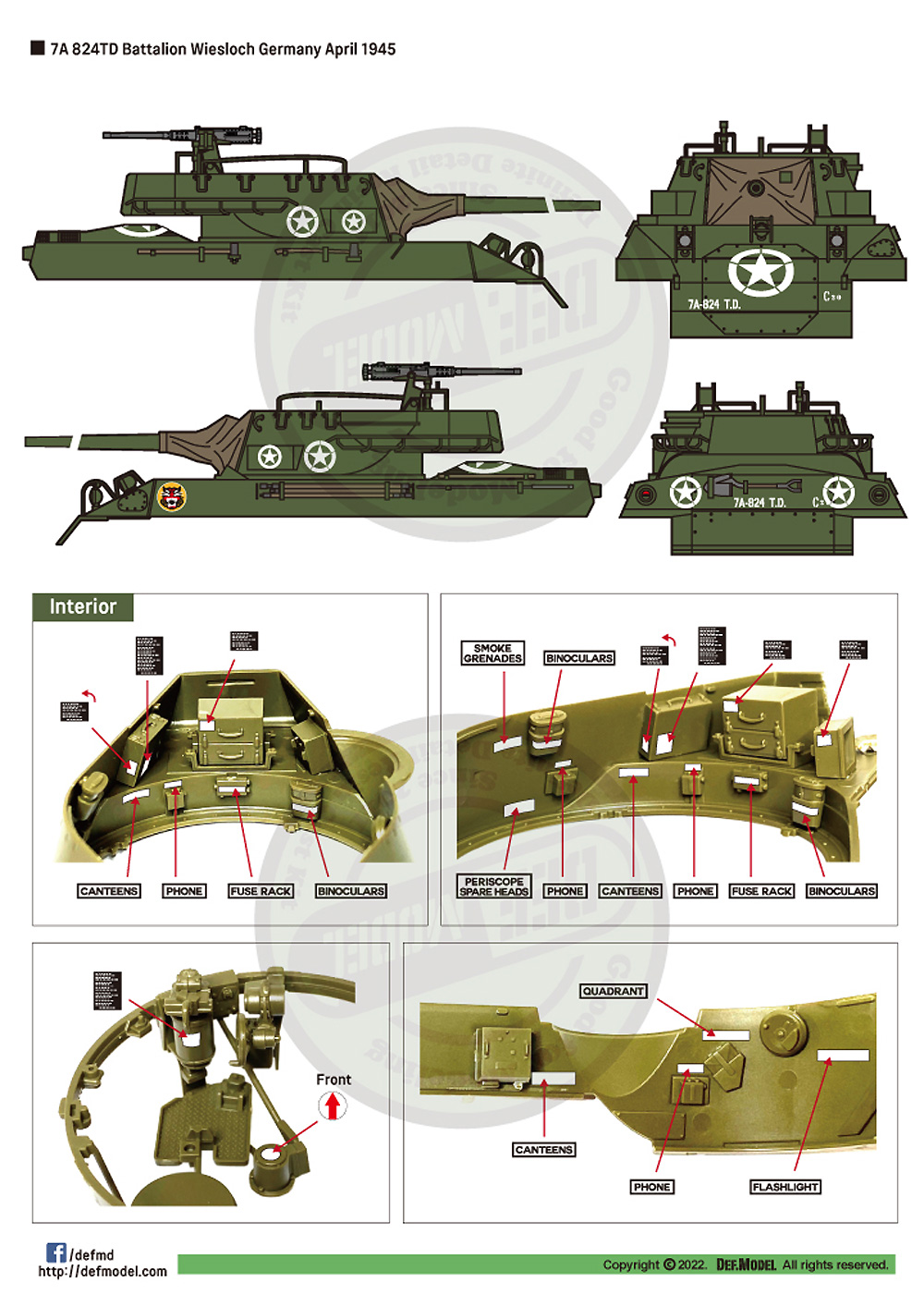 アメリカ陸軍 M18 ヘルキャット デカールセット 2 ‐ 第3軍第805戦車駆逐大隊 デカール (DEF. MODEL デカール No.DD35020) 商品画像_4