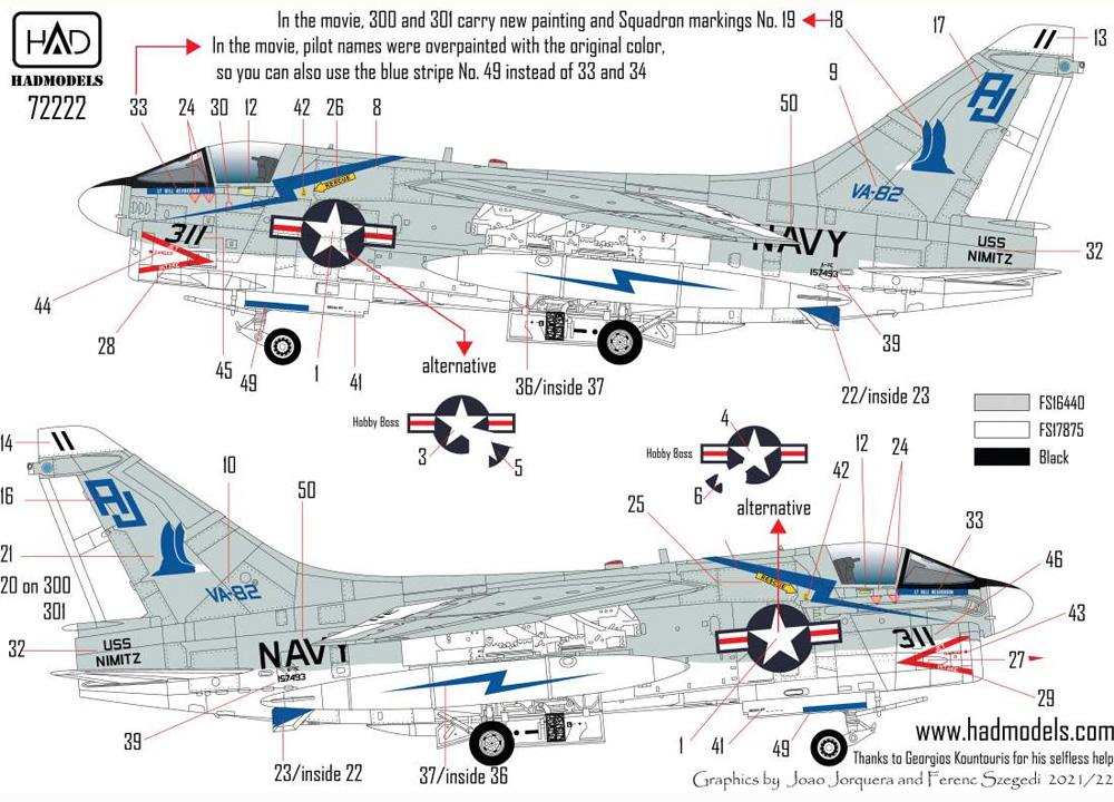 ヴォート A-7E コルセア 2 VA-82 マローダーズ ファイナル・カウントダウン デカール デカール (HAD MODELS 1/72 デカール No.72222) 商品画像_2