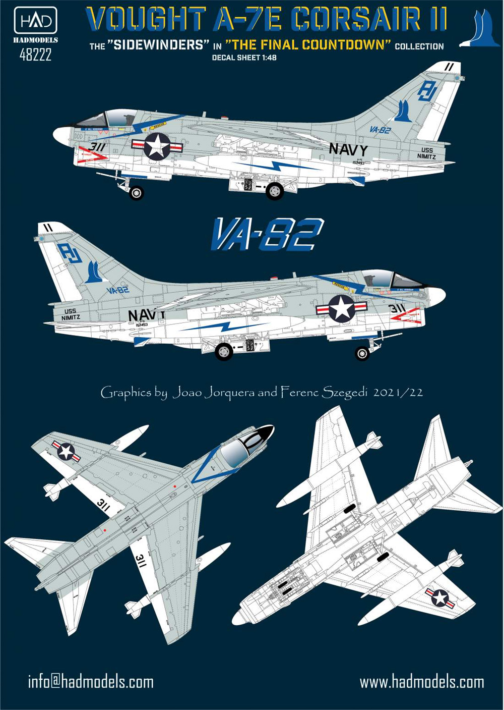 ヴォート A-7E コルセア 2 VA-82 マローダーズ ファイナル・カウントダウン デカール デカール (HAD MODELS 1/48 デカール No.48222) 商品画像_2