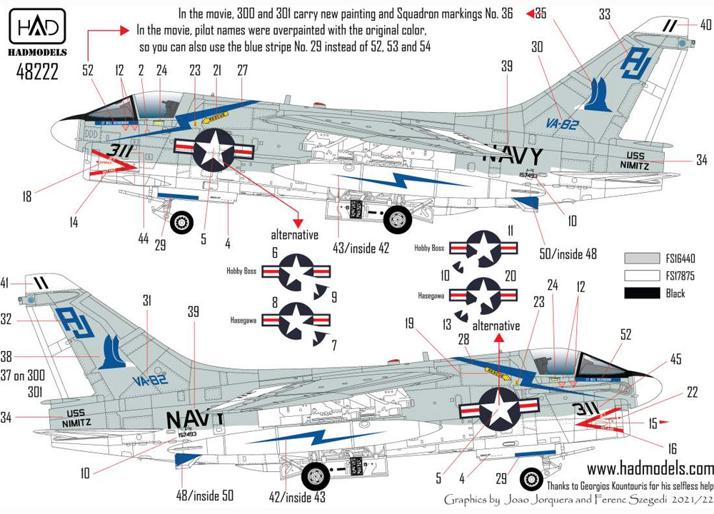 ヴォート A-7E コルセア 2 VA-82 マローダーズ ファイナル・カウントダウン デカール デカール (HAD MODELS 1/48 デカール No.48222) 商品画像_3