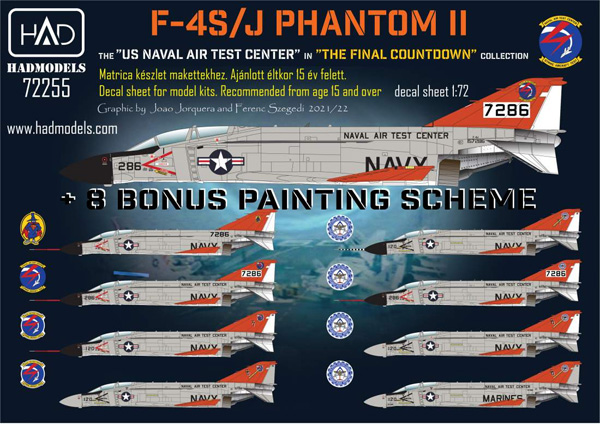F-4S/J ファントム 2 海軍航空試験センター ファイナル・カウントダウン デカール デカール (HAD MODELS 1/72 デカール No.72255) 商品画像