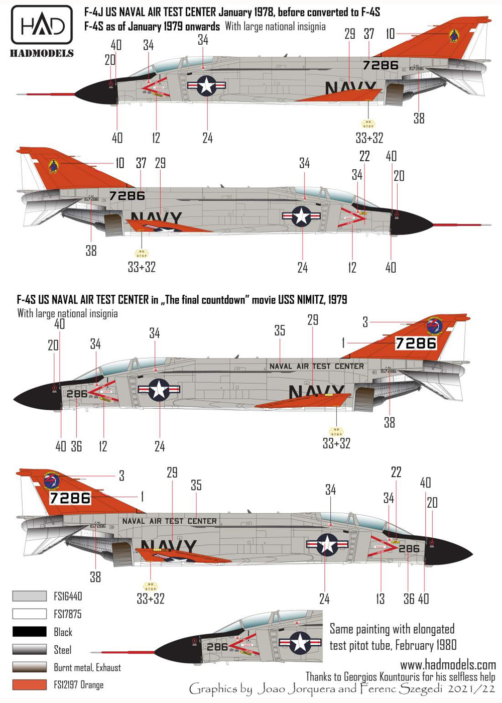 F-4S/J ファントム 2 海軍航空試験センター ファイナル・カウントダウン デカール デカール (HAD MODELS 1/72 デカール No.72255) 商品画像_2