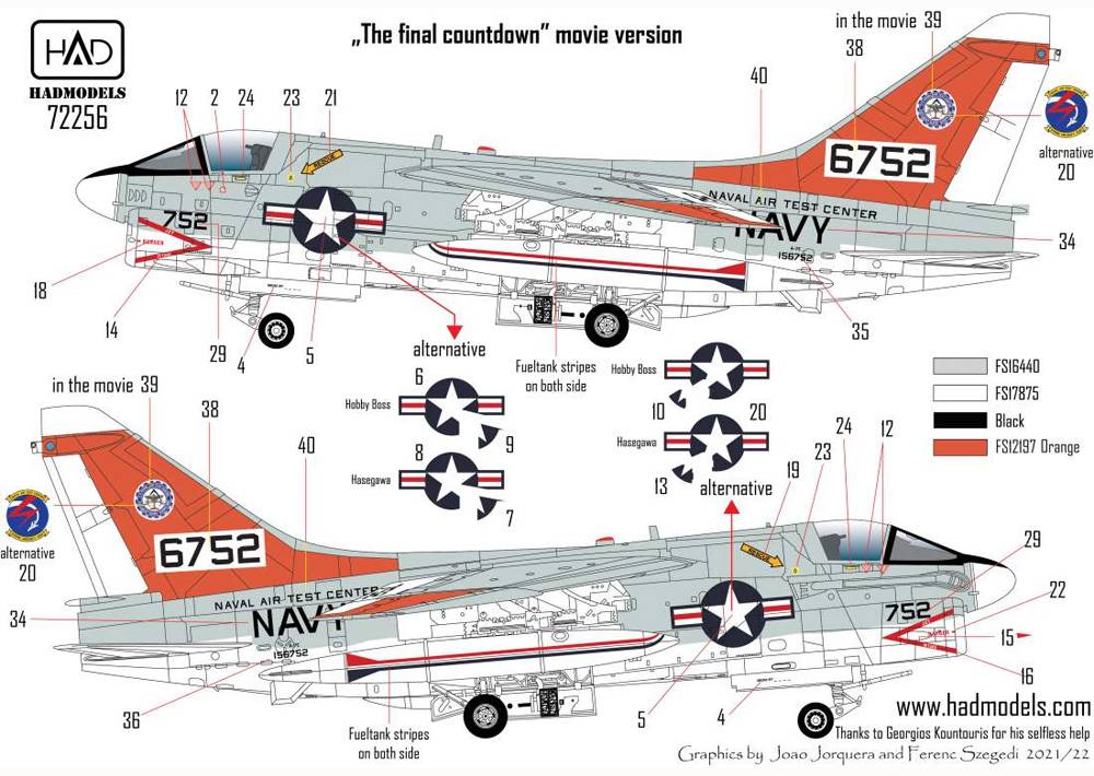 ヴォート A-7E コルセア 2 海軍航空試験センター ファイナル・カウントダウン デカール デカール (HAD MODELS 1/72 デカール No.72256) 商品画像_2
